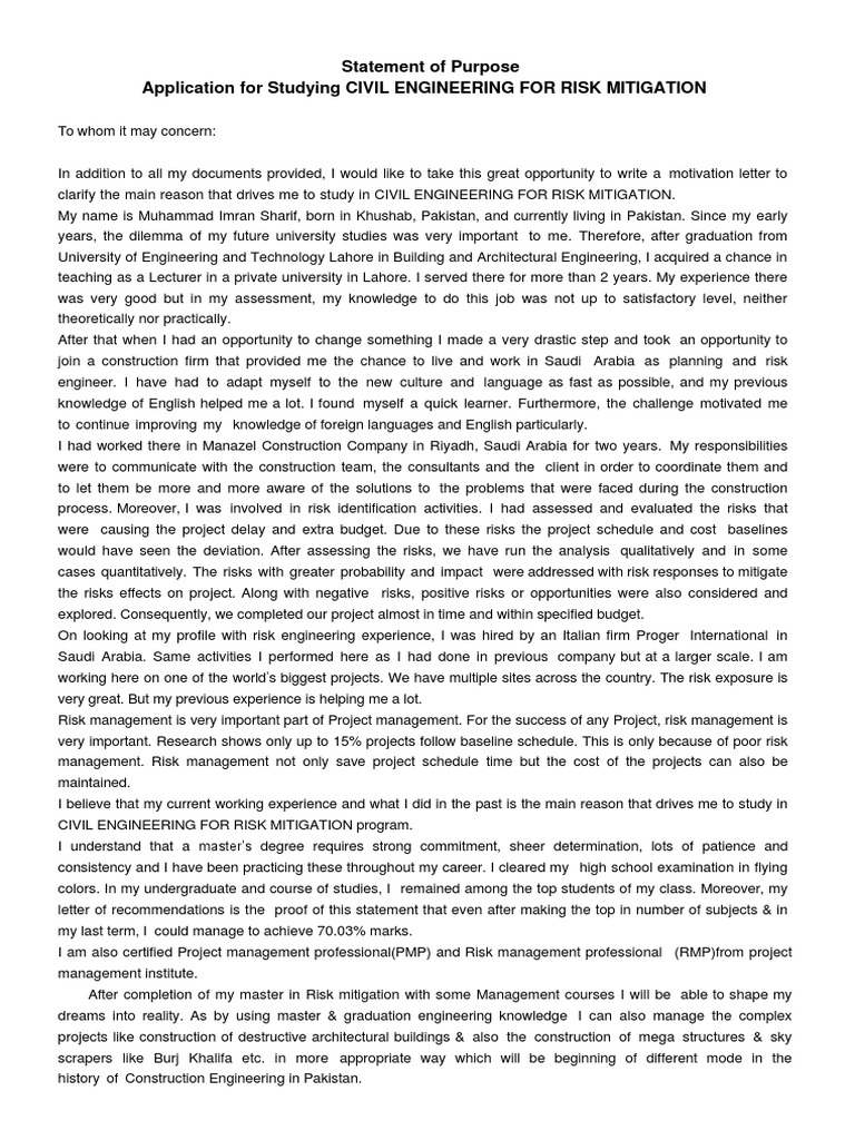 Statement of Purpose | Risk | Risk Management