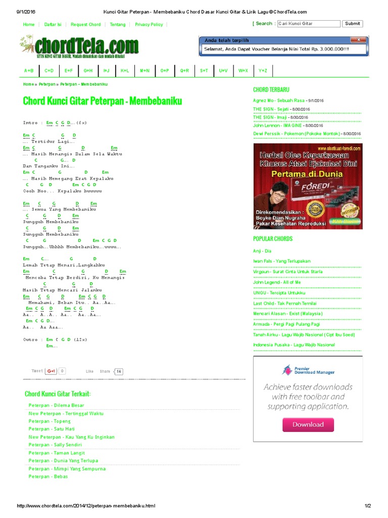 Kunci Gitar Peterpan Membebaniku Chord Dasar Kunci Gitar Lirik Lagu C Chordtela Pdf