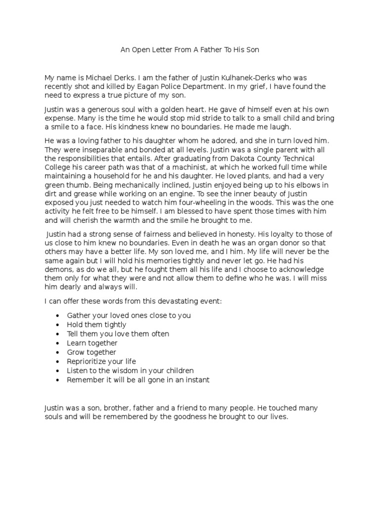 An open letter from a father to his son