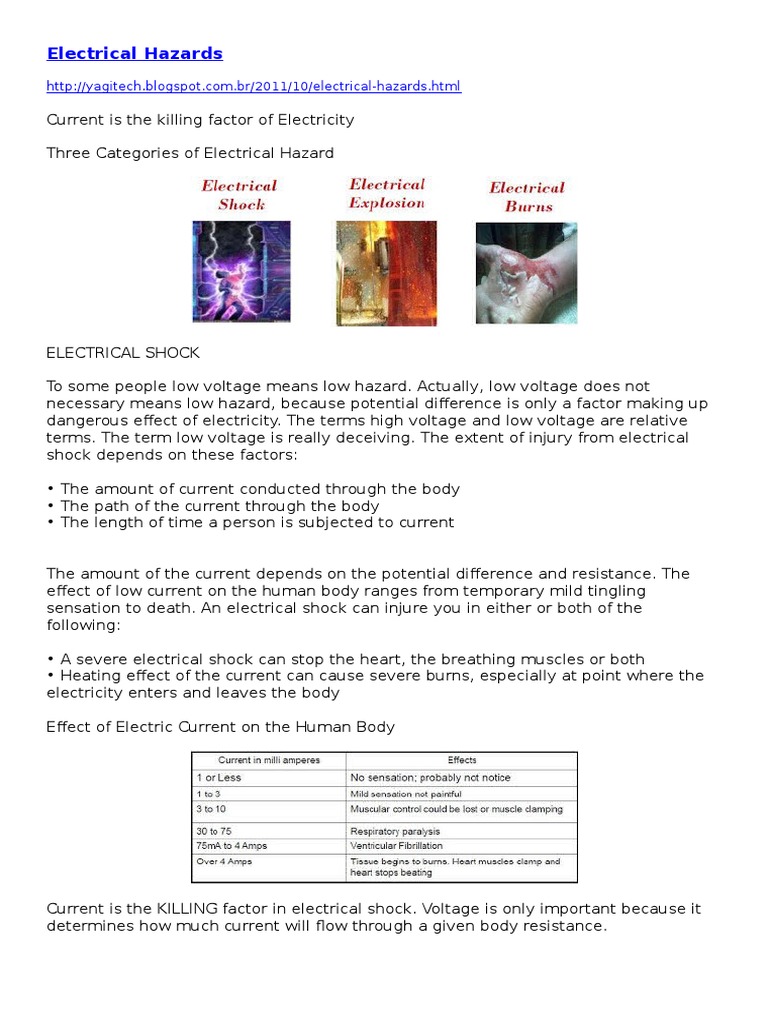 Electrical Safety Pdf Electric Shock Electric Current