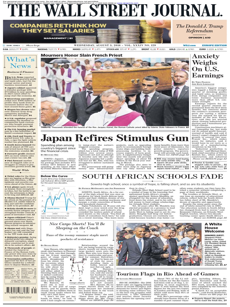 Wallstreetjournaleurope 20160803 The Wall Street Journal Europe