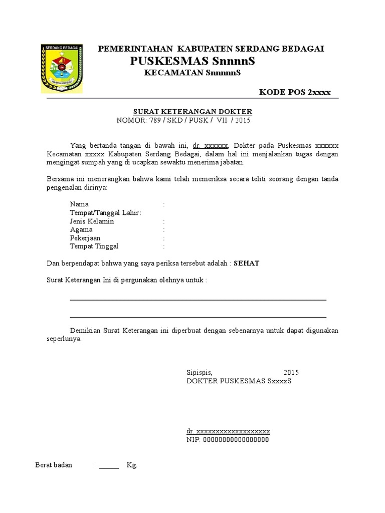 Surat Sehat Bebas Narkoba