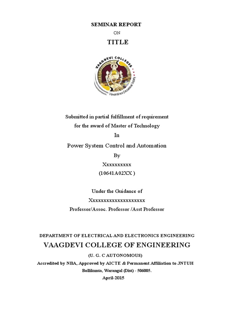 Mtech Seminar Report Format | PDF
