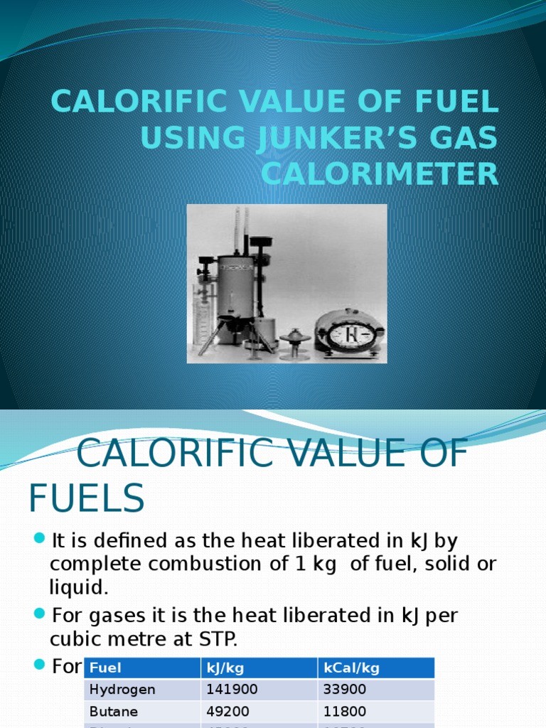 Calorific Value of Fuel Using Junker S Gas Calorimeter PDF