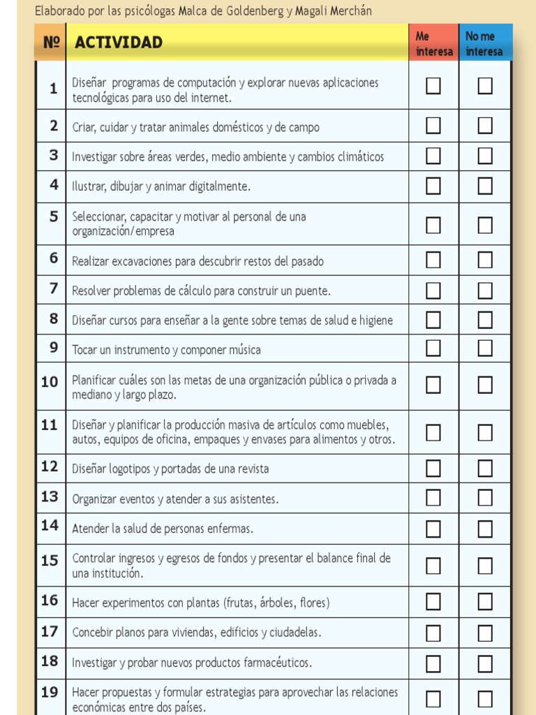 Test Vocacional PDF Ingeniería Diseño