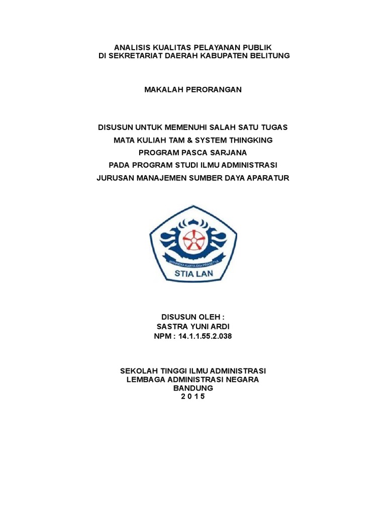 Contoh Cover Makalah Stia Lan