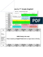 Welcome To 7 Grade English!: Please Complete Your English Pretest Before We Begin Classes On Monday