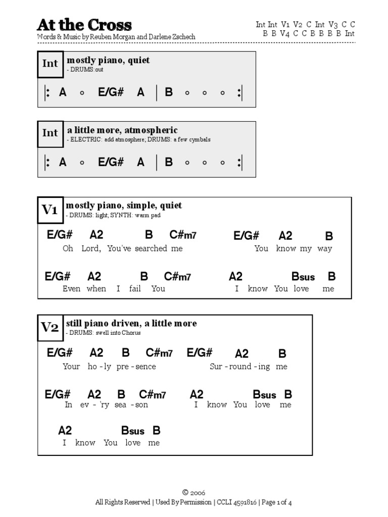 At The Cross (Hillsong) Chord Chart PDF PDF Entertainment (General)