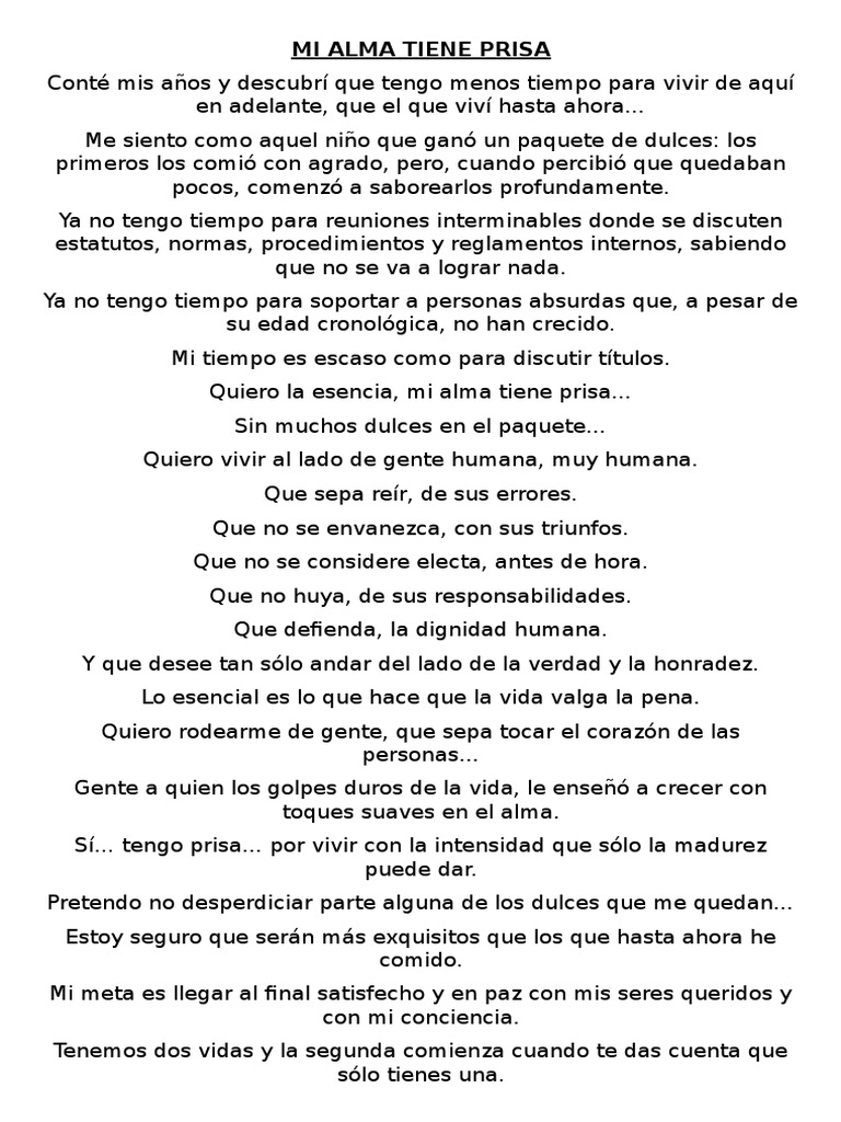 Mi Alma Tiene Prisa PDF