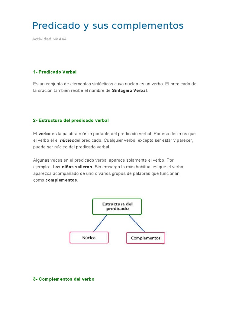 Predicado y Sus Complementos | PDF | Predicado (Gramática) | Objeto ...