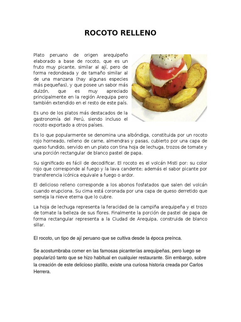 Rocoto Relleno | PDF | Cocina occidental | Comida regional y étnica