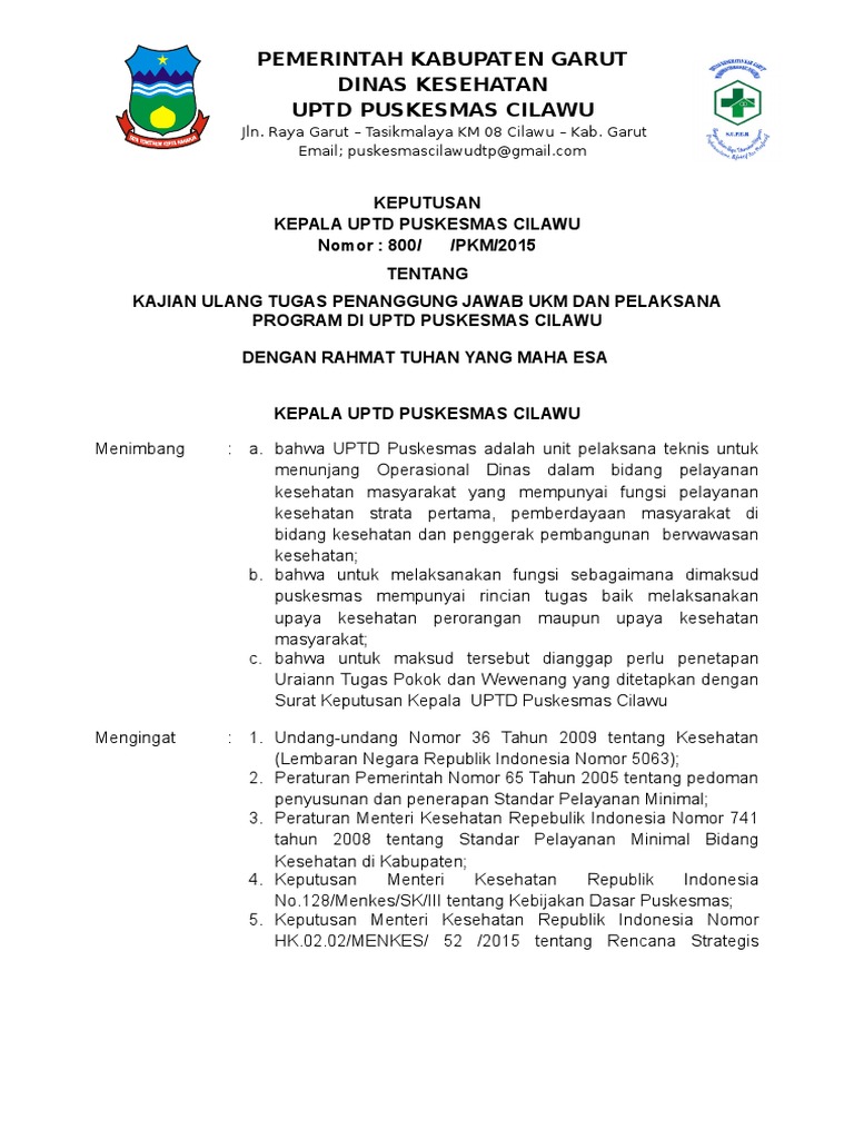 Download Sk Uraian Tugas Penanggung Jawab Ukm Berkas Jawaban