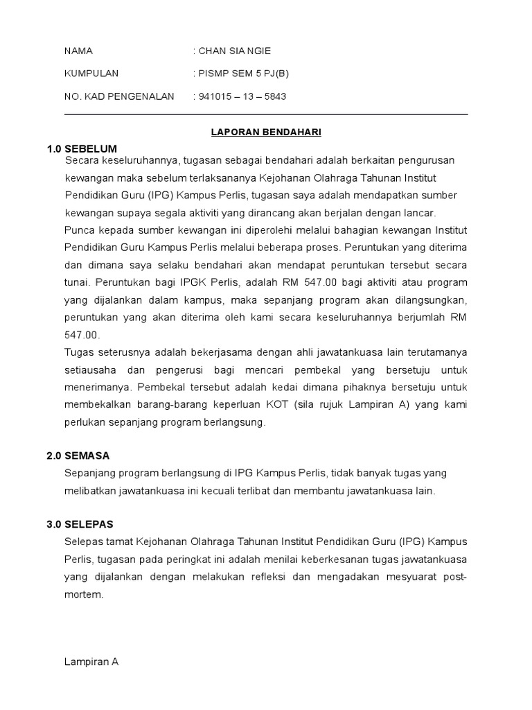 Laporan Bendahari PDF
