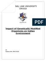 National Law University Orissa: Impact of Genetically Modified Organisms On Indian Environment