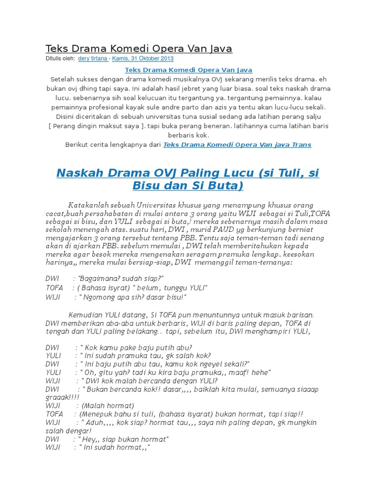 Naskah Drama OVJ Paling Lucu Naskah Drama OVJ Paling Lucu