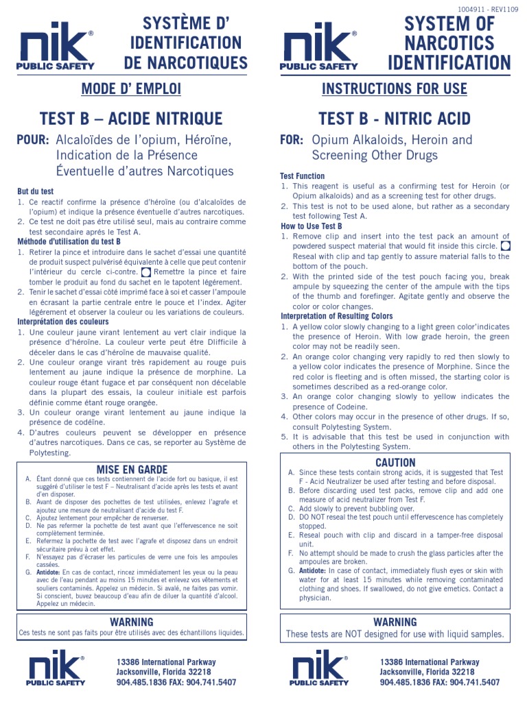Instructions pour le Test NIK | PDF | Opioïde | Couleur