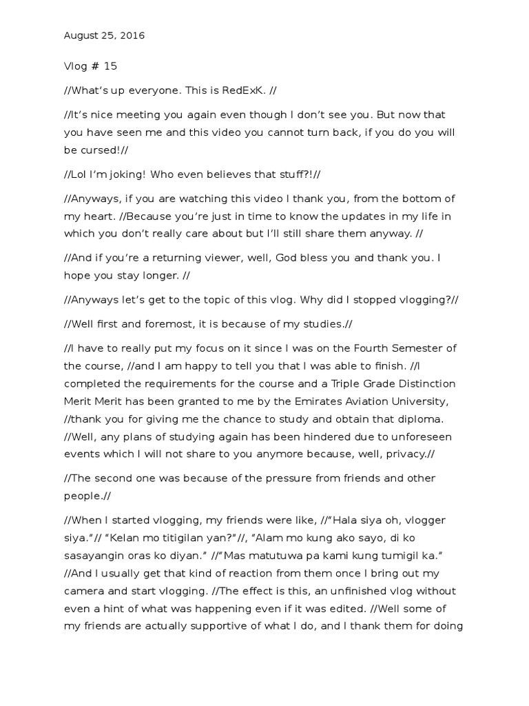 Vlog Script Blog