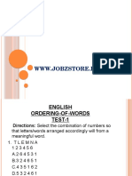 English Ordering of Words Test 1