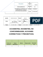 Accidentes Incidentes No Conformidades Acciones Correctivas y Preventivas.