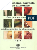 Jacob (1990) PARTE I de Manipulación Correcta de Los Alimentos Guía para Gerentes