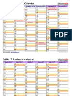 Academic Calendar 2016 2017 Landscape 2 Pages