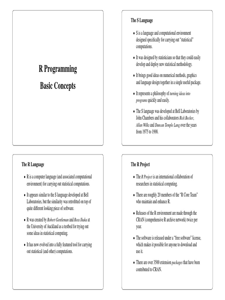 R Programming Basic Concepts: The S Language | PDF | Division ...