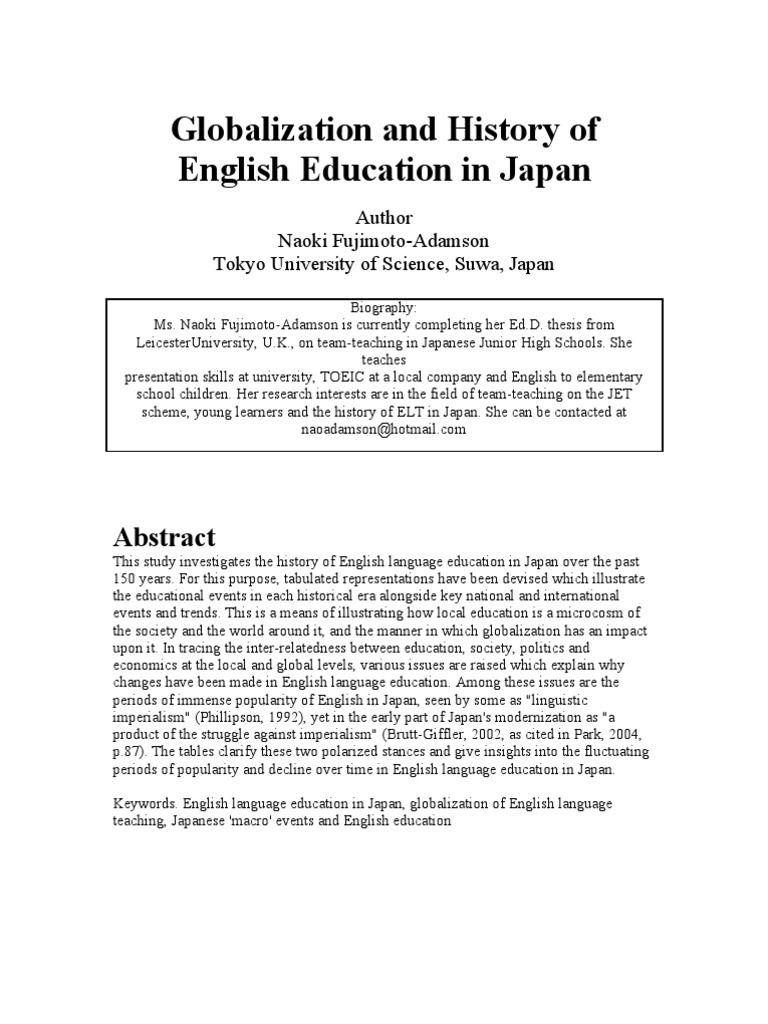 History of English Education in Japan | PDF | Japan | Language Education
