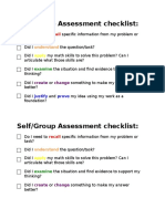 Self Group Assessment Checklist