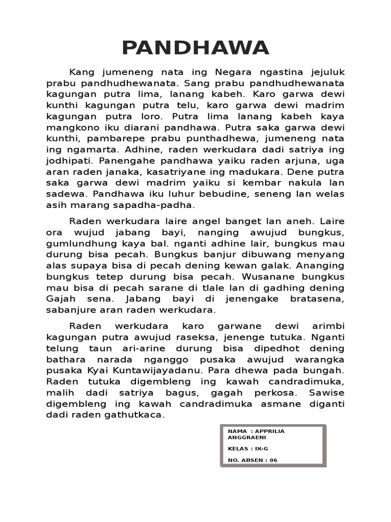 Pambarepe Pandhawa Lima Yaiku