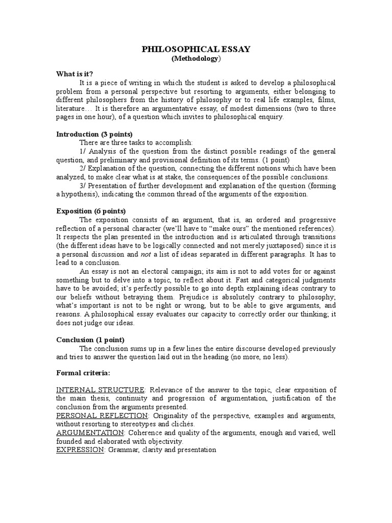 Philosophical Essay Argument Essays