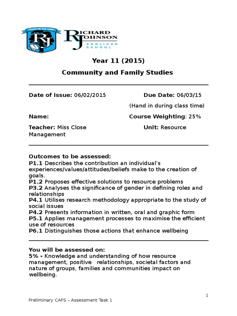 Year 11 cafs assessment tasks picture