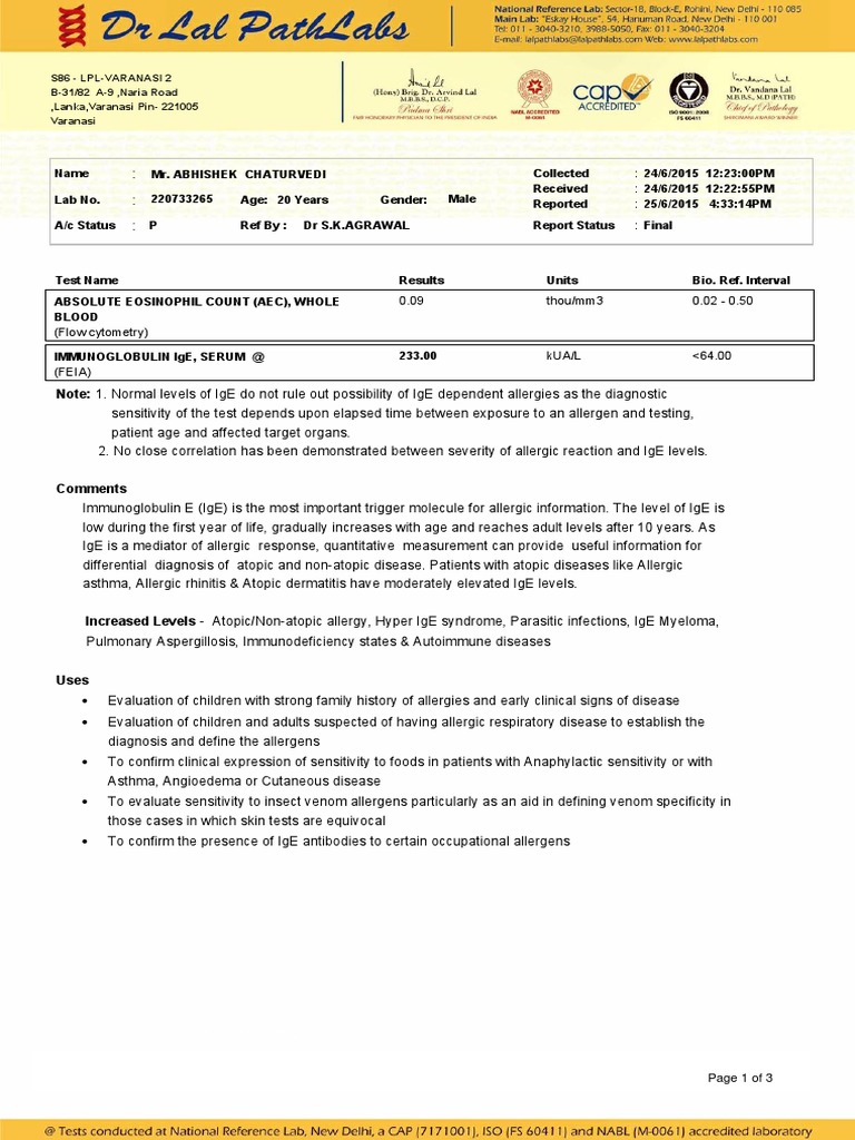 lalpathlabs Allergy White Blood Cell