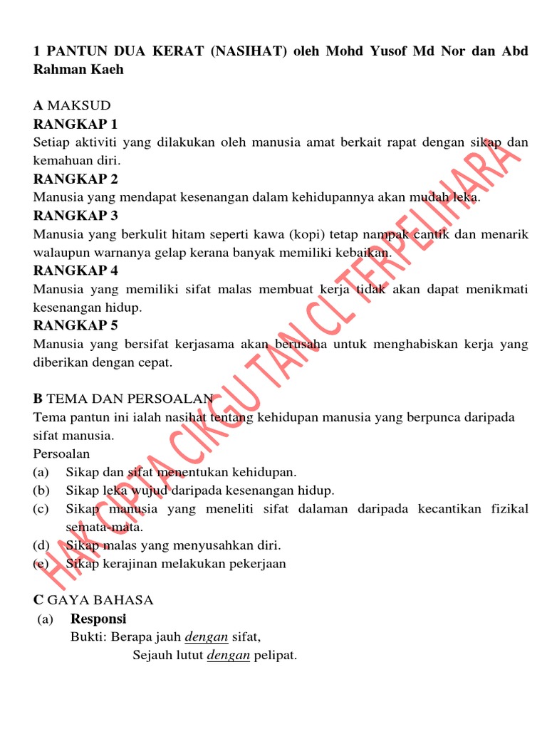 1 Pantun Dua Kerat Nasihat