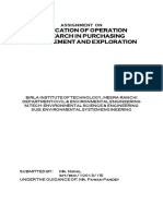 Application of Operation Research in Purchasing Procurement and Exploration