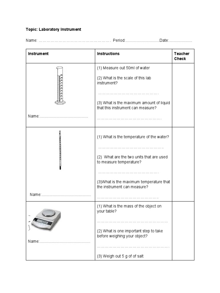 Laboratory Instrument Measurement Guide | PDF | Technology & Engineering