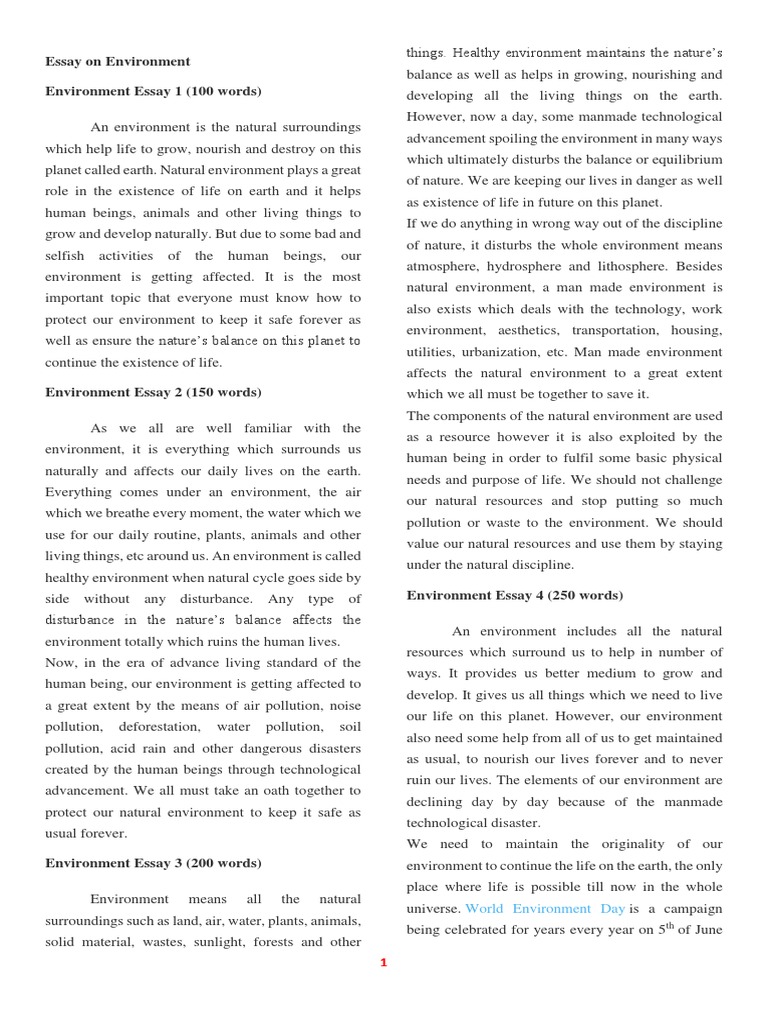 essay on the environment