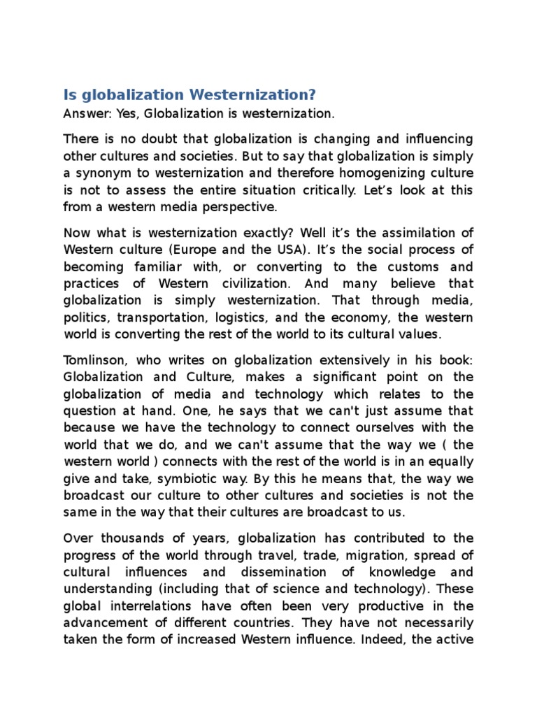 Globalization vs westernization picture