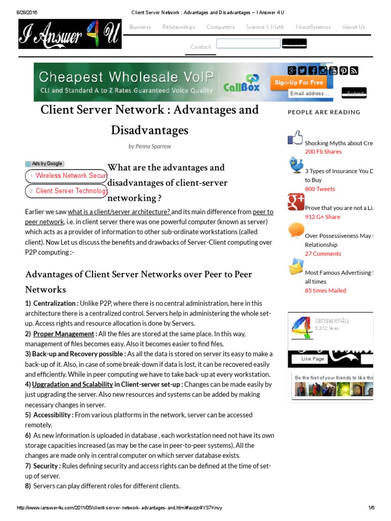 Client Server Network _ Advantages and Disadvantages _ I Answer 4 U ...