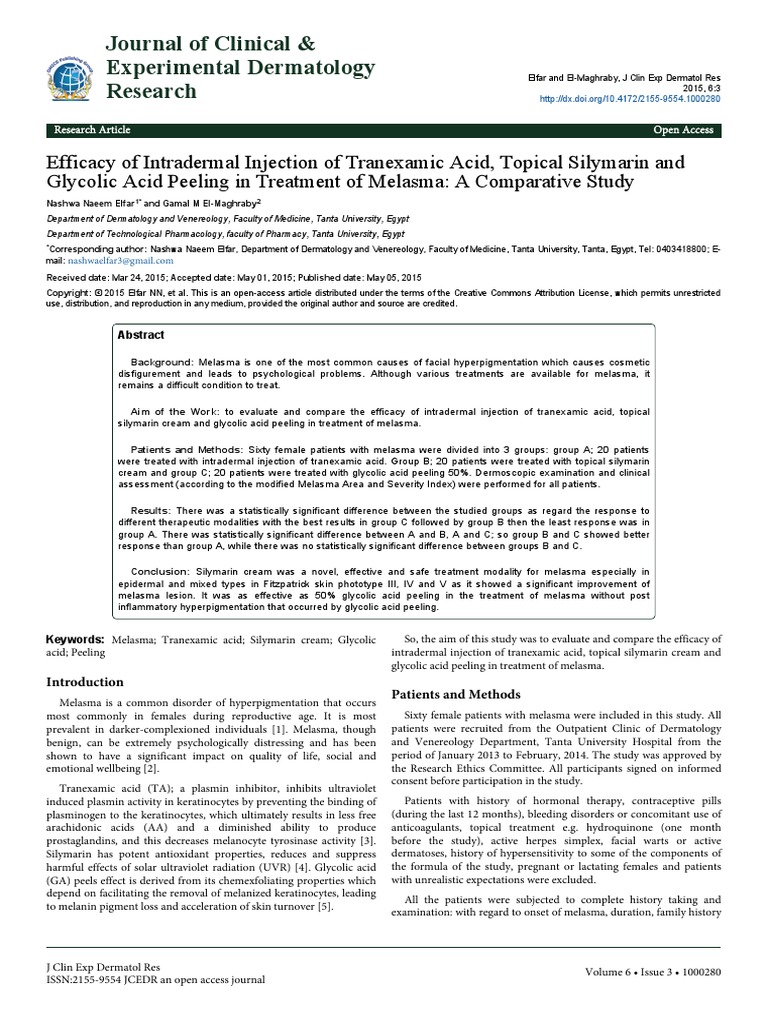 glycolic acid and tranexamic acid