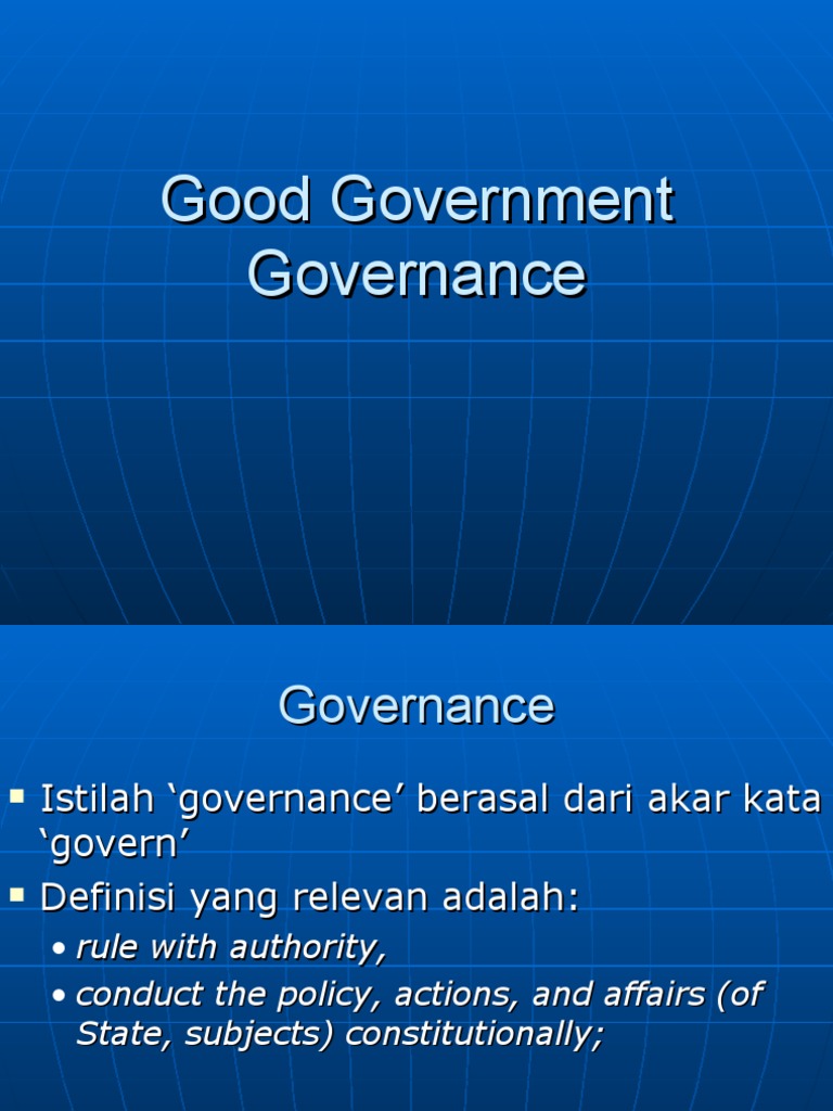Good Government Governance | PDF