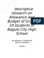 Allowance and Budget of BCHS Grade 10 Students