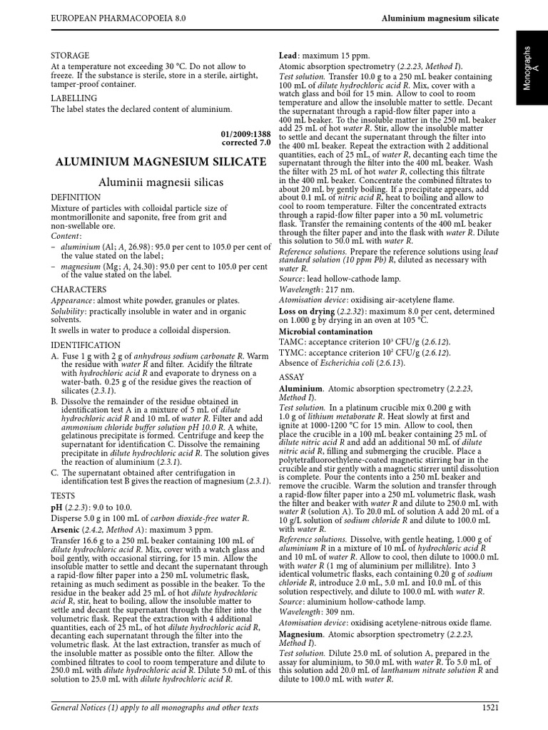 Aluminium Magnesium Silicate PDF Solubility Magnesium