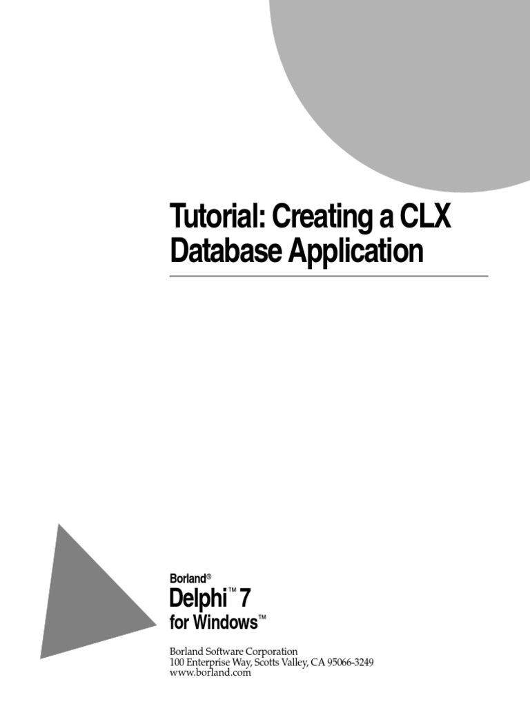 Delphi 7 Tutorial Creating A CLX Database Application PDF | PDF | Menu ...