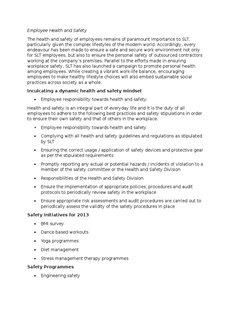 Employee Health and Safety PDF