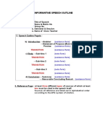 Format of Informative Speech Outline