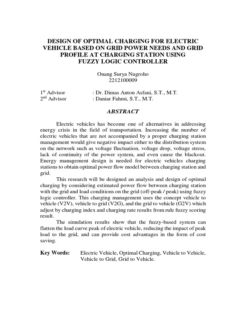 Optimal EV Charging via Fuzzy Logic | PDF | Computers | Technology ...
