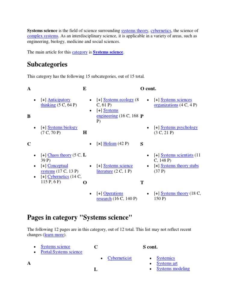 Systems Science CATEGORY | PDF | Teaching Methods & Materials
