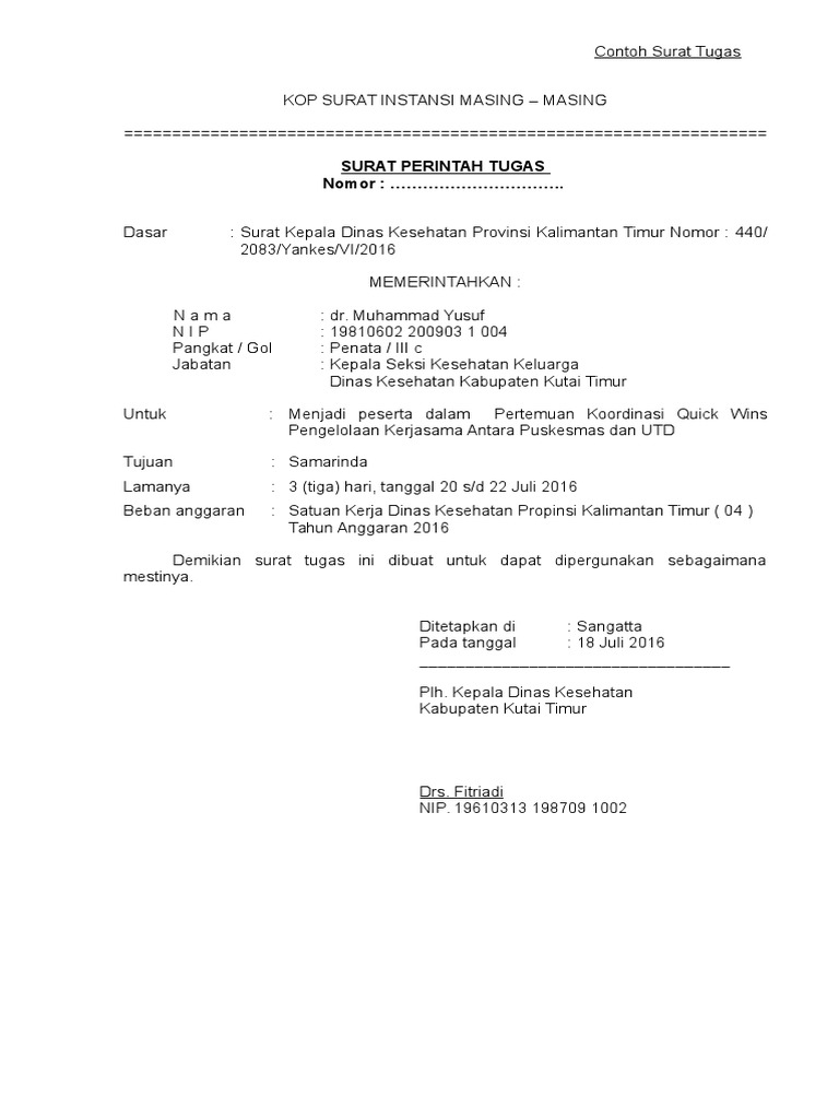 Contoh Surat Tugas Peserta Dan Ns