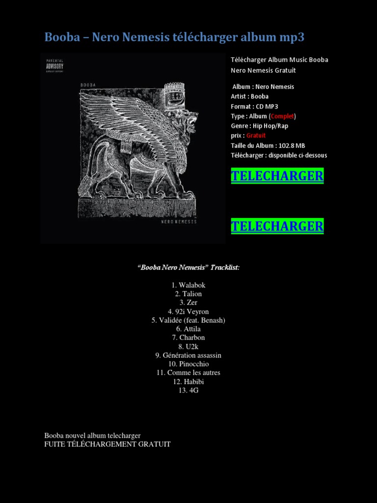 Télécharger Album Music Booba Nero Nemesis Gratuit | PDF