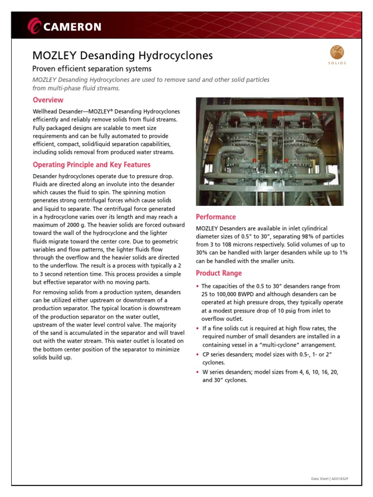 SPT Mozley Desanding Hydrocyclones Brochure | PDF | Liquids | Chemical ...